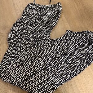 Maeve Navy and White Patterned Wide-Leg Jumpsuit